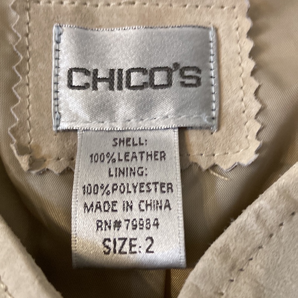 Chicos Leather Jacket excellent condition with front zipper tan color - Picture 2 of 16
